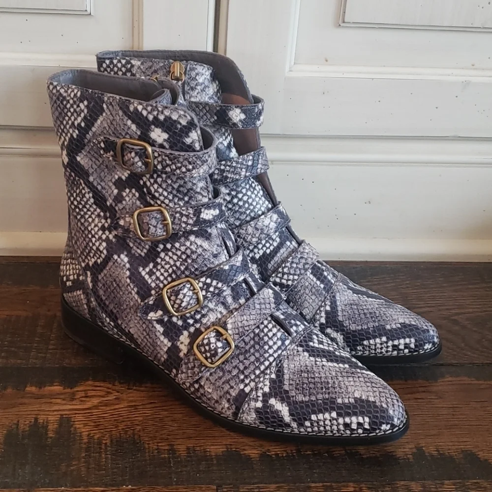 J Crew Multi-buckle boots leather AE921